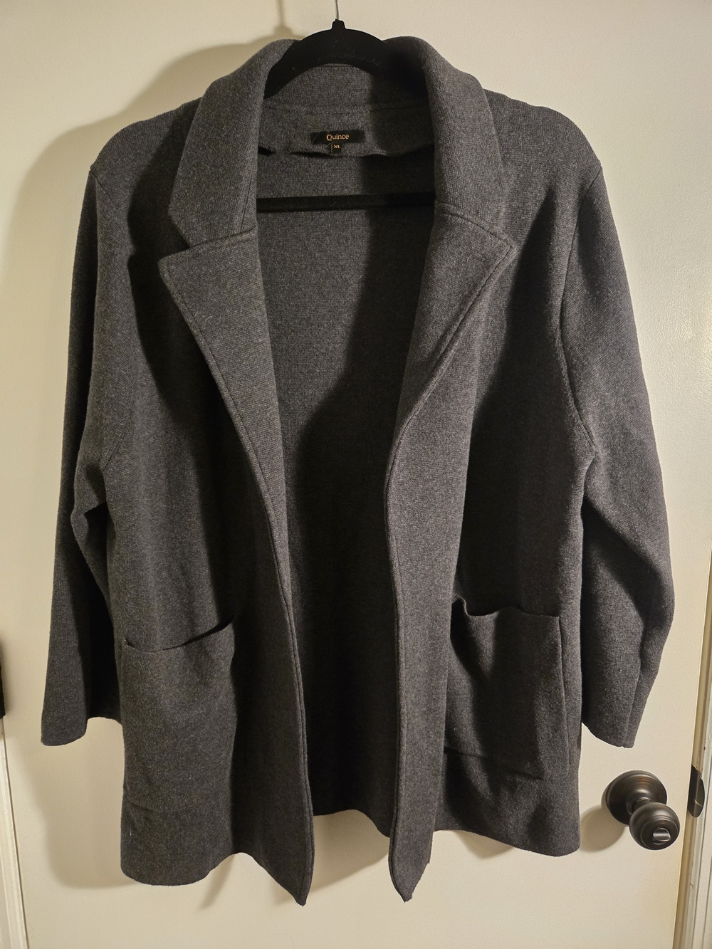 Quince 100% Organic Cotton Knit Blazer  Charcoal Gray XL